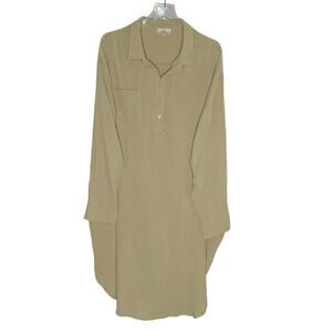 P Cill L Womens Tan Gauze Cotton Popover Midi Shirt Dress Lagenlook